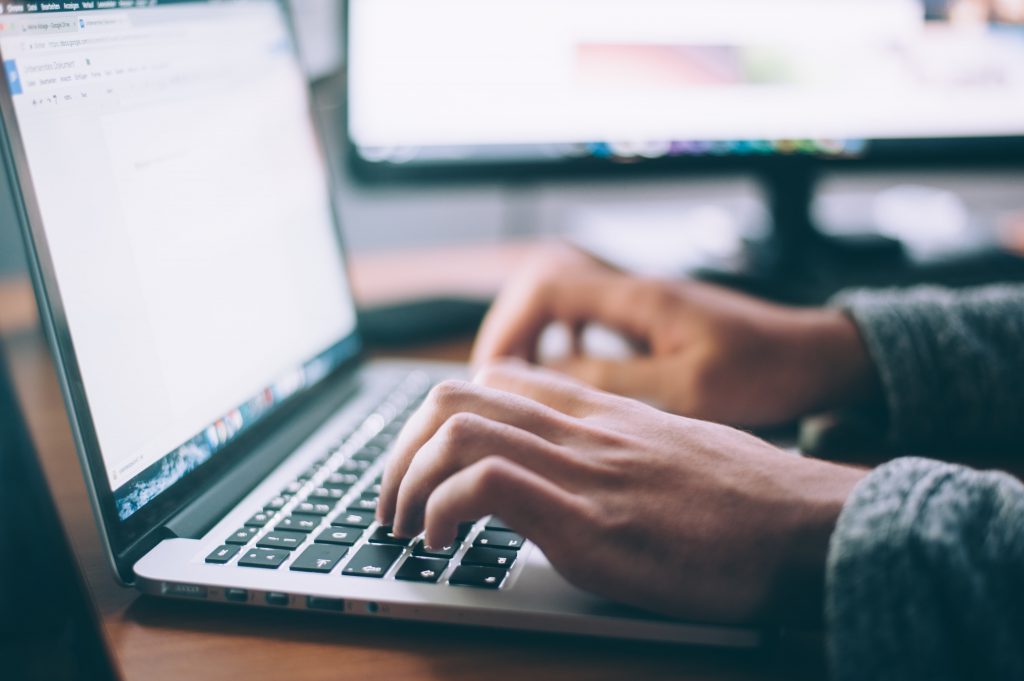 typing on keyboard